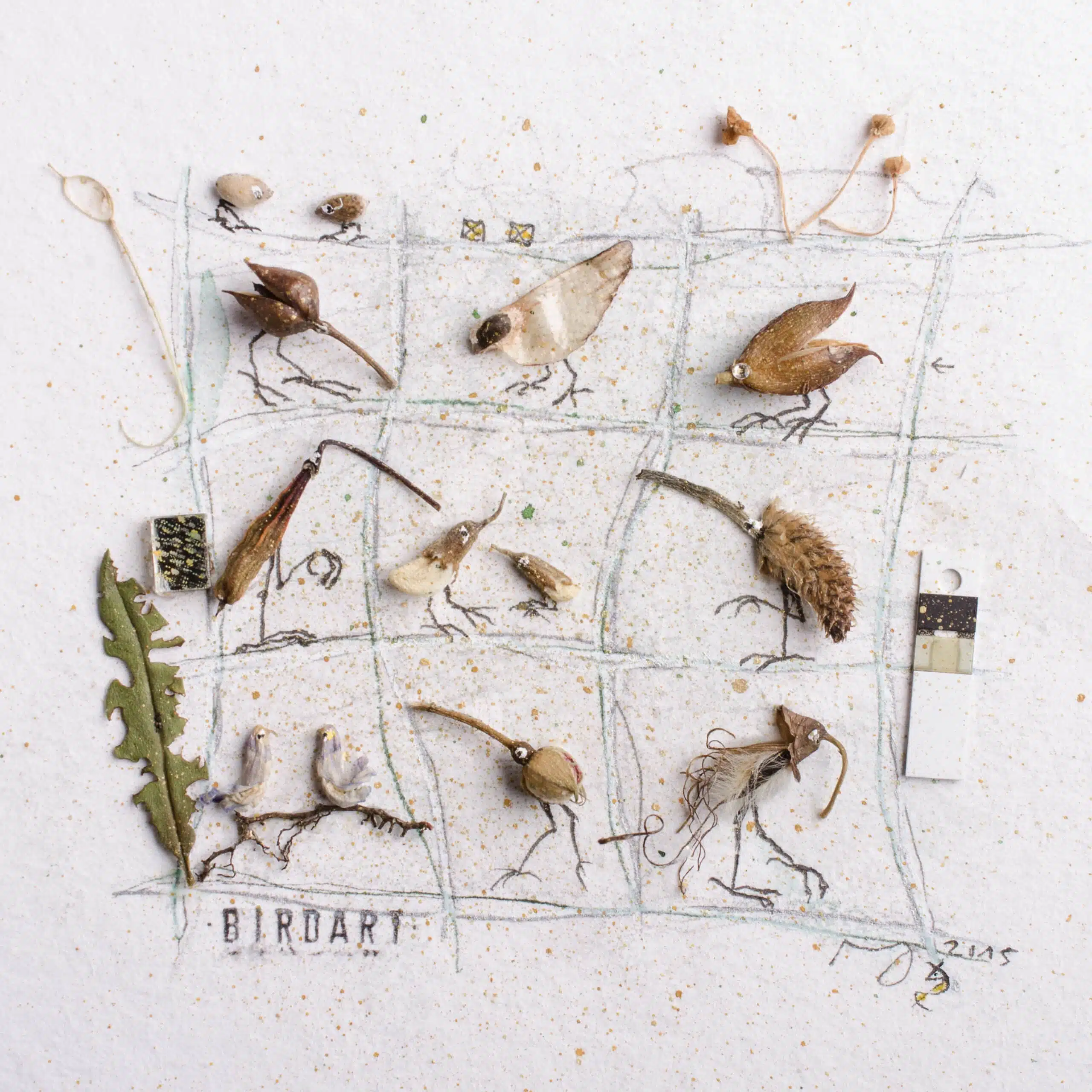 Miniature collage bird Art