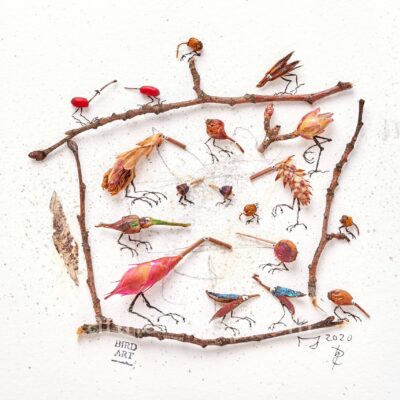 Collage - Zeisig im Reisig