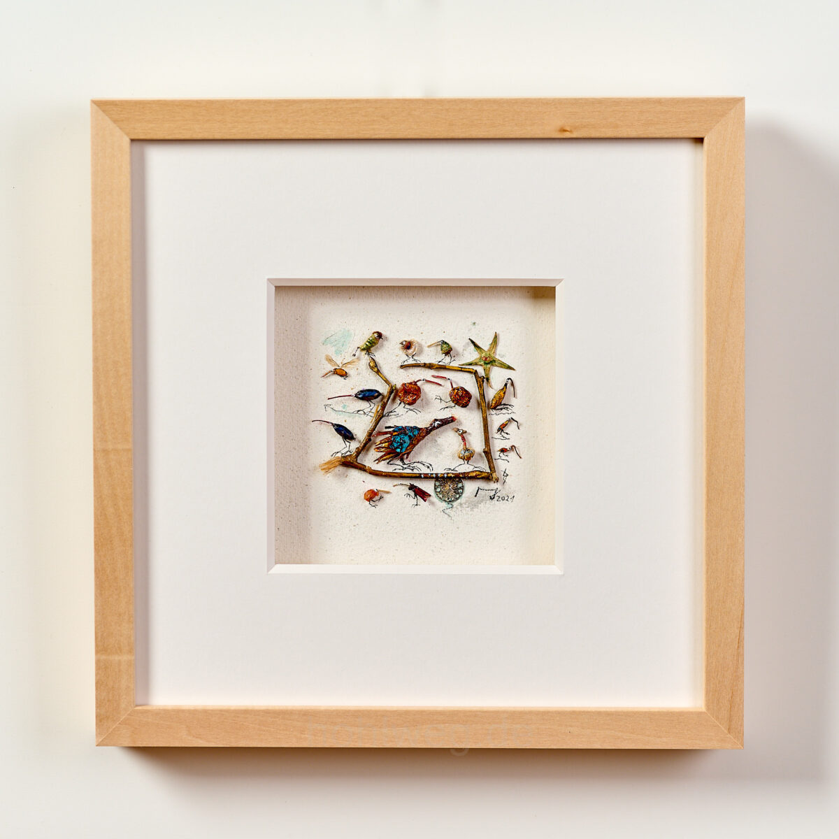 Gerahmte Collage aus Pflanzenfundstücken